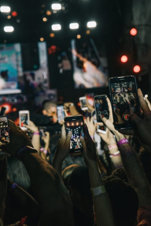 A crowd with cell phones